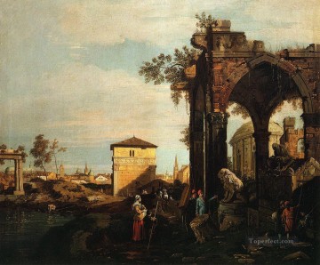 カナレット Painting - パドヴァ・カナレットの遺跡とポルタ・ポルテッロのカプリッチョ